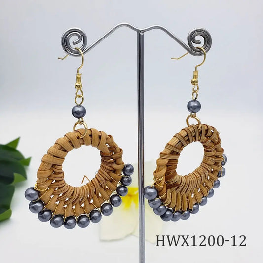 Kiribati Wholesale Hawaiian New Fashion Earrings Jewelry Braided Earrings With Colorful Pearl for Women Gift