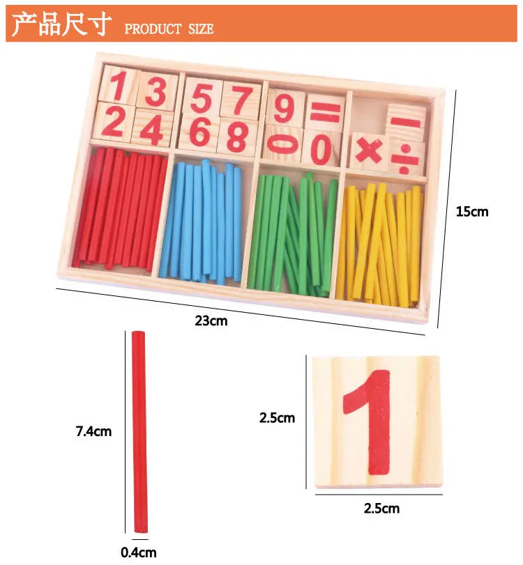 Kids Wood Mathematics Toy Children Wooden Counting Stick Calculation Math Toys Early Learning Counting Rods Educational Toy