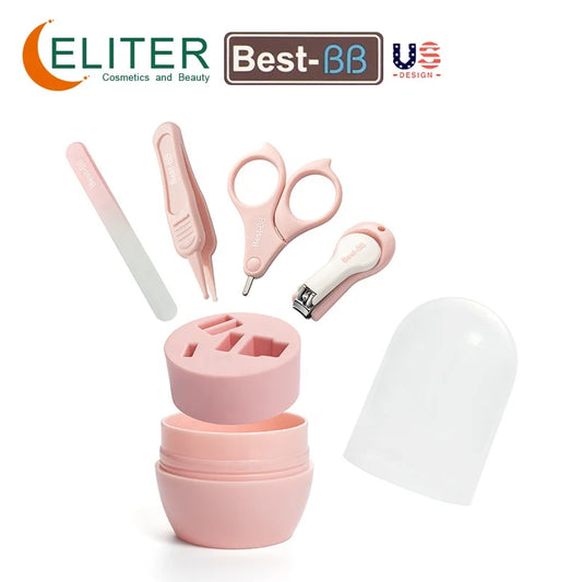 Eliter Hot Sell in Stock 4 in 1 Pink Blue With Plastic Tube Baby Set Babi Care Tool 4In1 Manicure Kids Cute Manicure Set