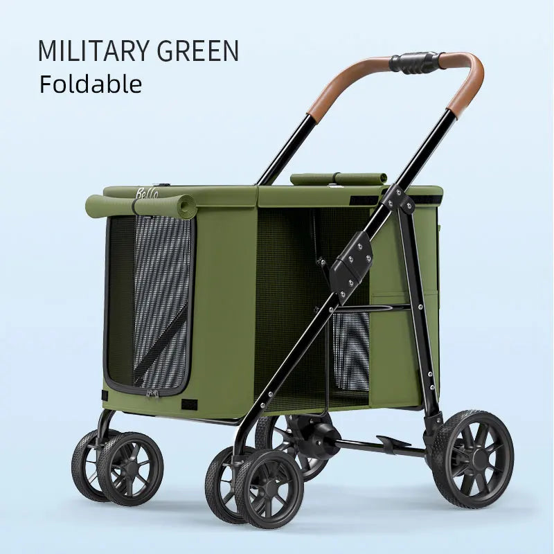 (Ready to Ship) Manufacture Pet Product Large Pet Dog and Cat Stroller with One-Hand Easy Fold Trolley