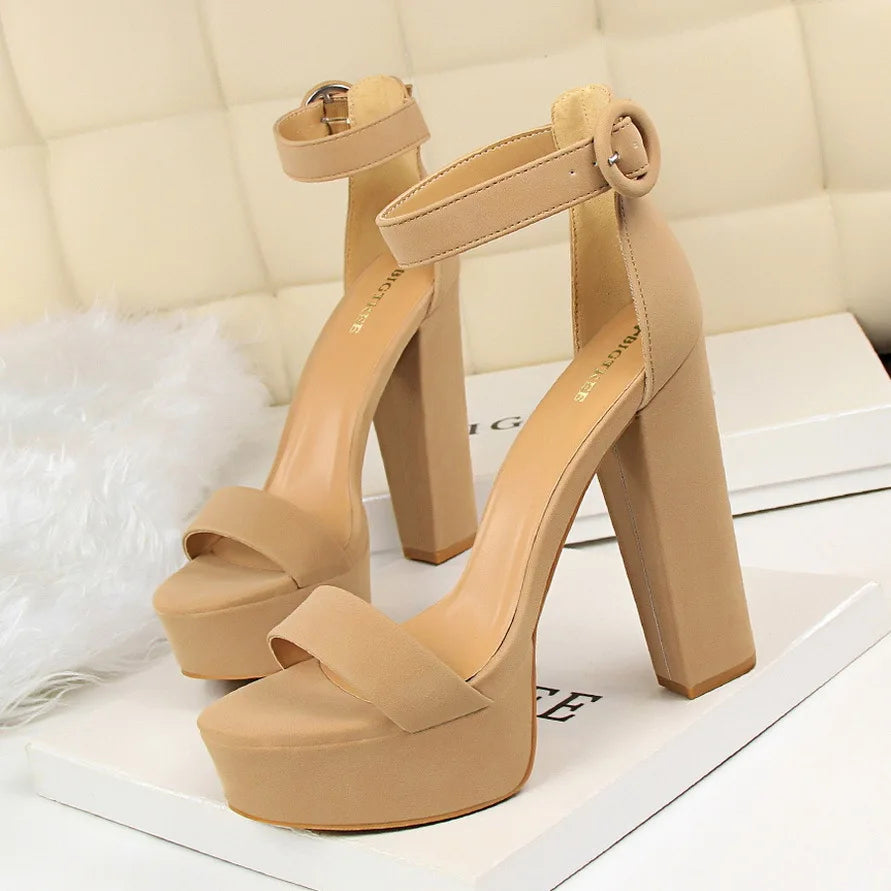 Big Tree 13.5 CM Heel Women Pumps High Heels New Ladies Shoes Fashion Women Sandals Sexy Platform Sandals square Heel Summer