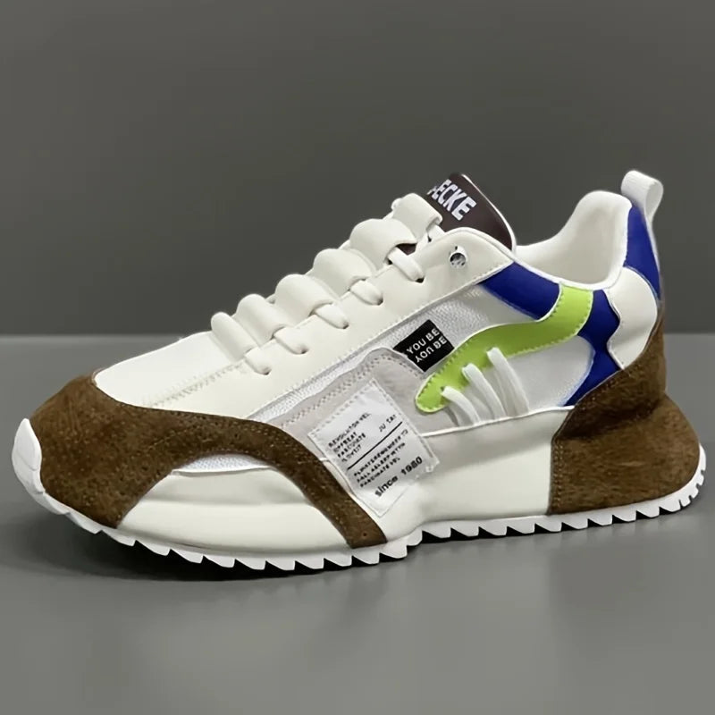 Men's Trendy Chunky Sneakers Suede Mesh Retro Casual Sports Shoes Durable Outsole for Outdoor Enthusiasts