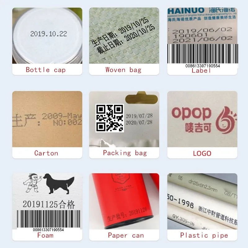 YAOMATEC English 12.7MM Portable Handheld Printer Logo Qr Bar Code Date Number Inkjet Printer for Carton Bags Bottles Paper