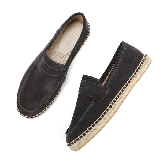 Women's Suede Leather Espadrilles Slip-On Loafers Fashionable Toe Comfortable Flat Shoes Unisex 100% Natural Handmade