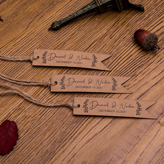 T12-100Pcs 18x80mm Custom Strip Label Custom Wedding Favor Gift Tags Box Gift Key Candy Customized With Own Logo Size Labels