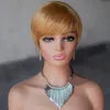 Pixie Cut Human Hair Wig Short Straight Layered Full Machine Made Wig 100% Remy Human Hair for Black Women Natural