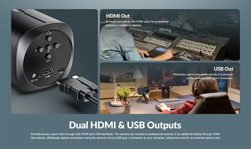 Lilliput C10 10X Optical Zoom TOF Auto Focus Video Live Streaming Camera with HDMI and USB Type-C 5M CMOS Sensor