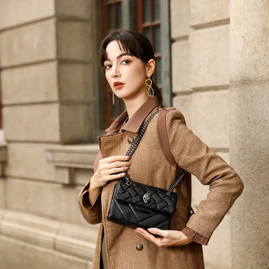 Foreign Trade Cross-Border E-Commerce Women's Chain Crossbody Shoulder Bag Flap Closure PU European Retro Style Small Handbag