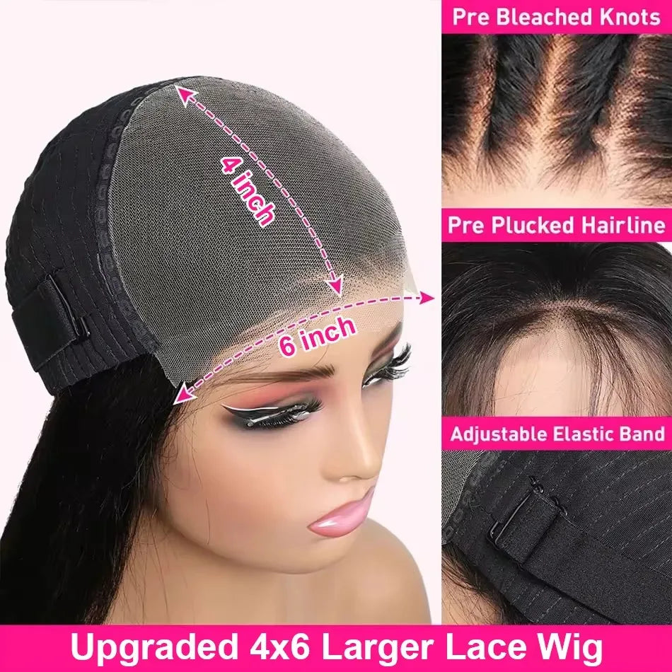 Factory Seller 12A Grade Straight Pre-Plucked Transparent Brazilian Human Hair Wig 200 Density 6x4 Wigs for Woman