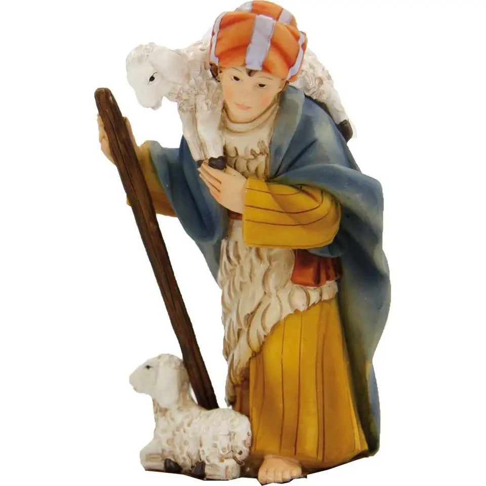 Krippenfigur Hirte mit Schaf
