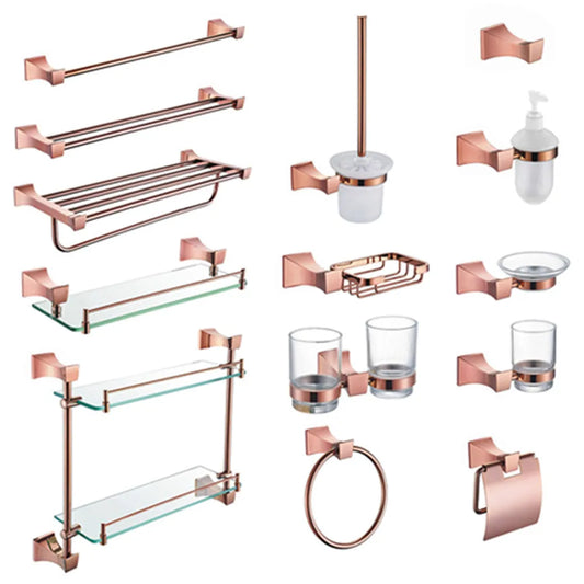 Rose Gold Bathroom Towel Rack Set Wall Mount Bathroom Accessory Set
