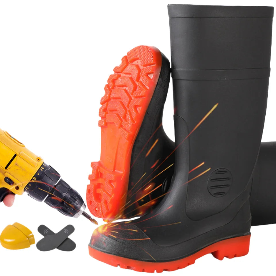 Hard Wearing Waterproof CE Standard Acid Resistant Industrial Steel Toe Safety Outdoor New Style Unisex Rain Boots