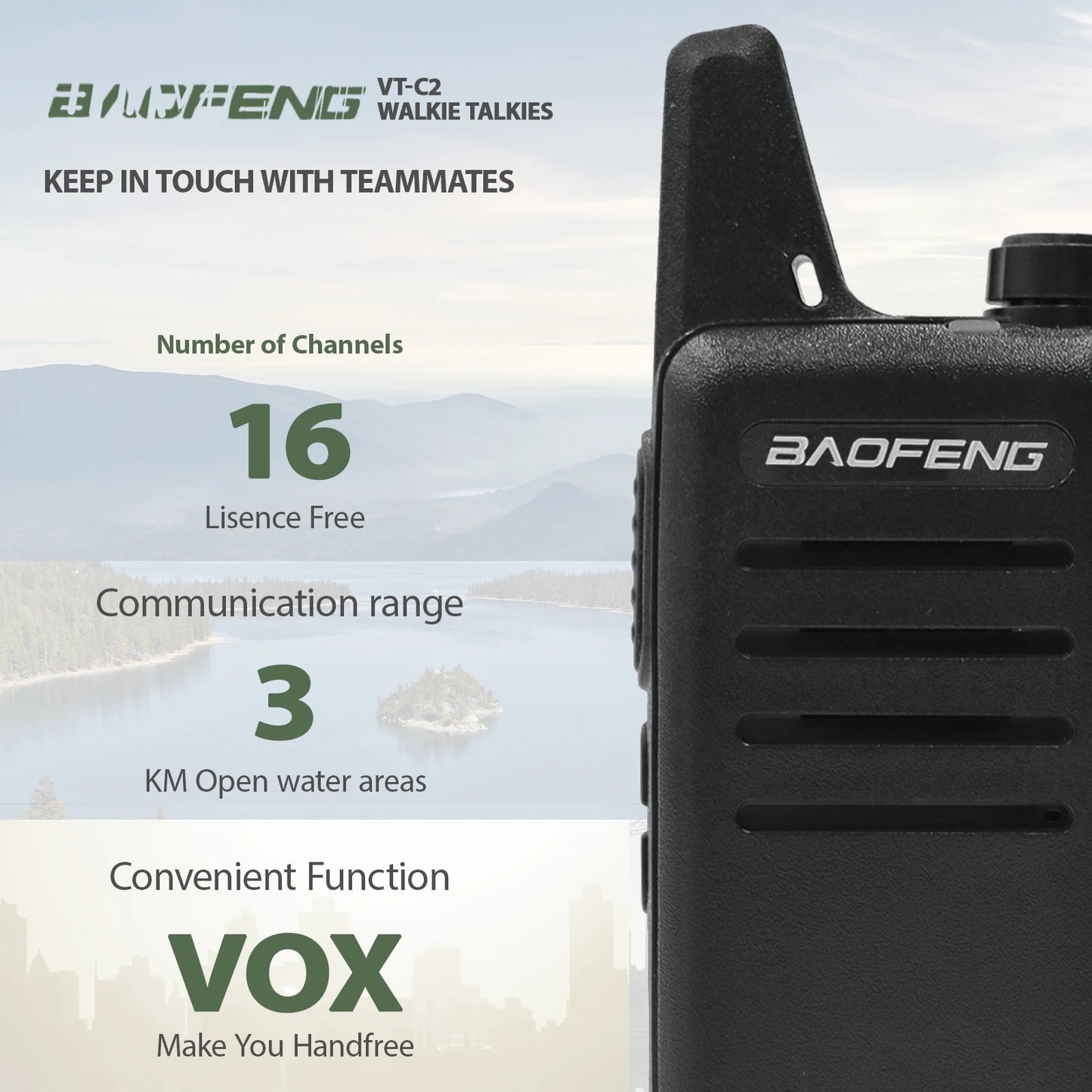2pcs Baofeng VT-C2 Hot Selling Mini Radio 2W/0.5w PMR FRS Outdoor Handheld Device UHF Walkie Talkie