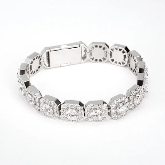 Nuoya 12mm Wholesale Hip Hop Bracelet for MenIced Out Chain 18k Gold Plated Clustered Tennis Bracelet