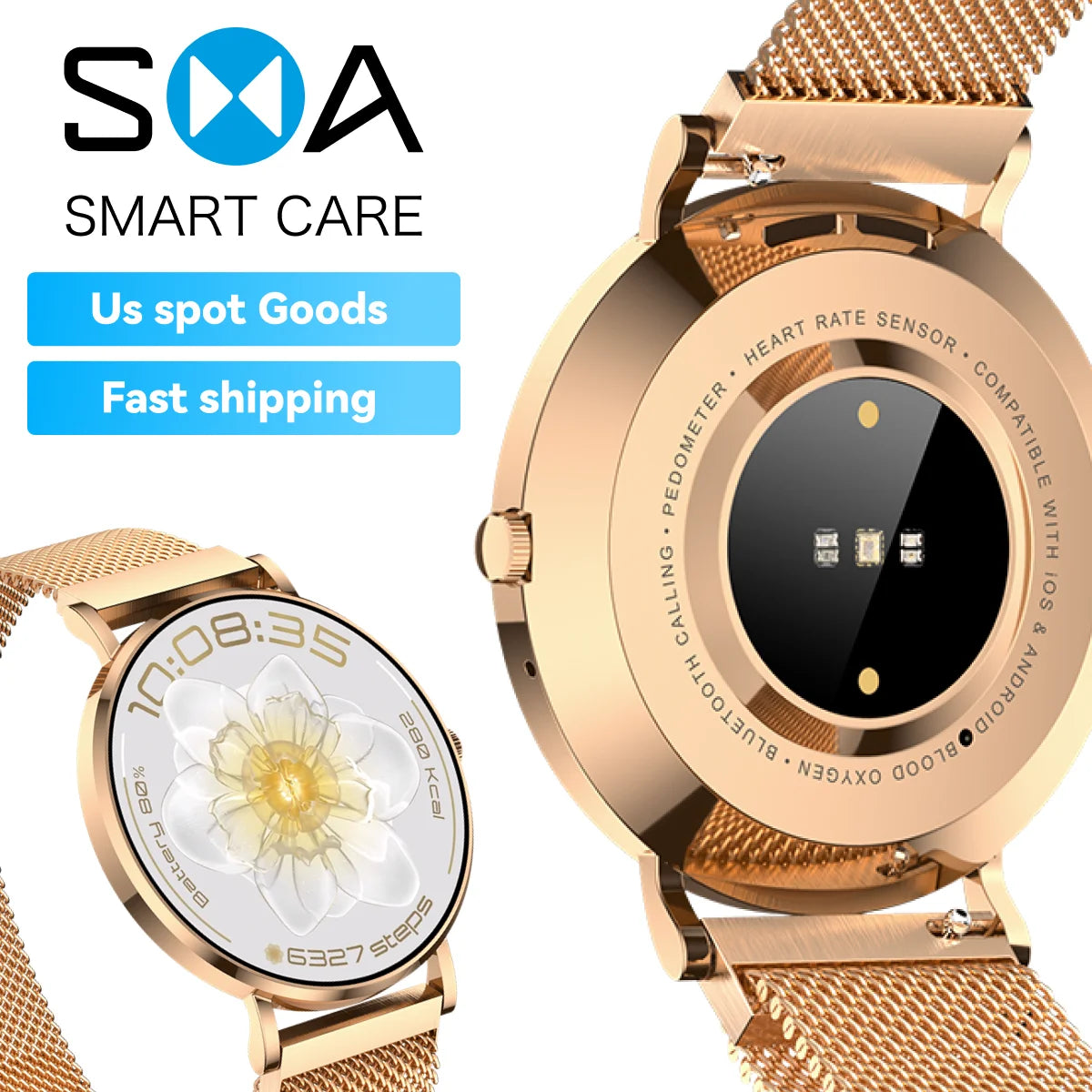 Fashion Women Smart Watch USA Stock AM28 Style 3ATM Waterproof Fitness Tracker Smartwatch
