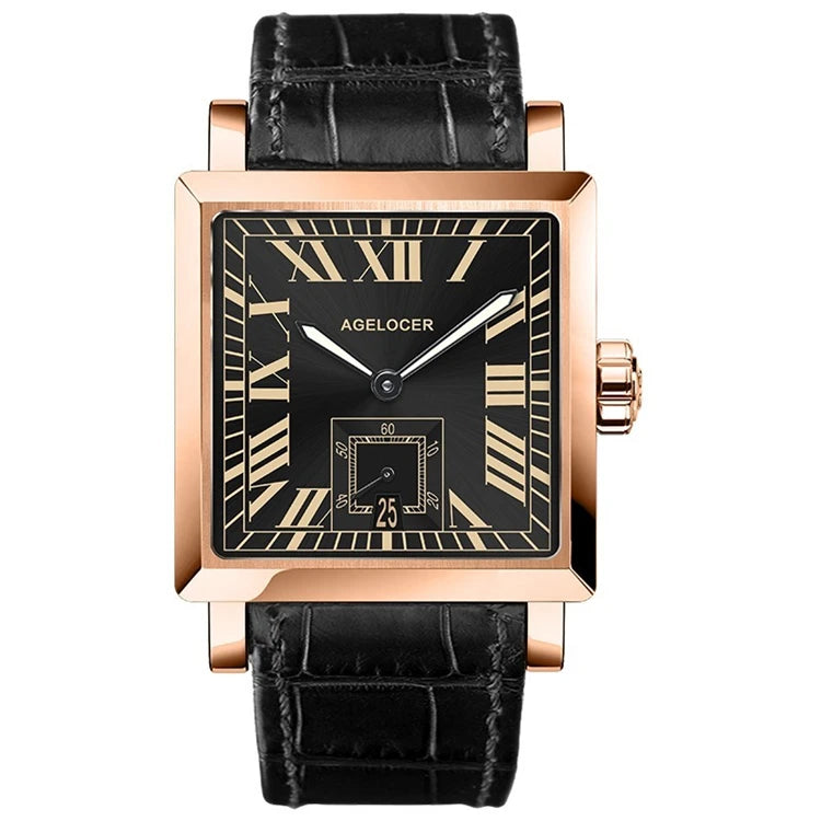 AGELOCER Original Codex Watch Men's Luxury square Business Formal Automatic Mechanical Watch Birthday Gift for Men