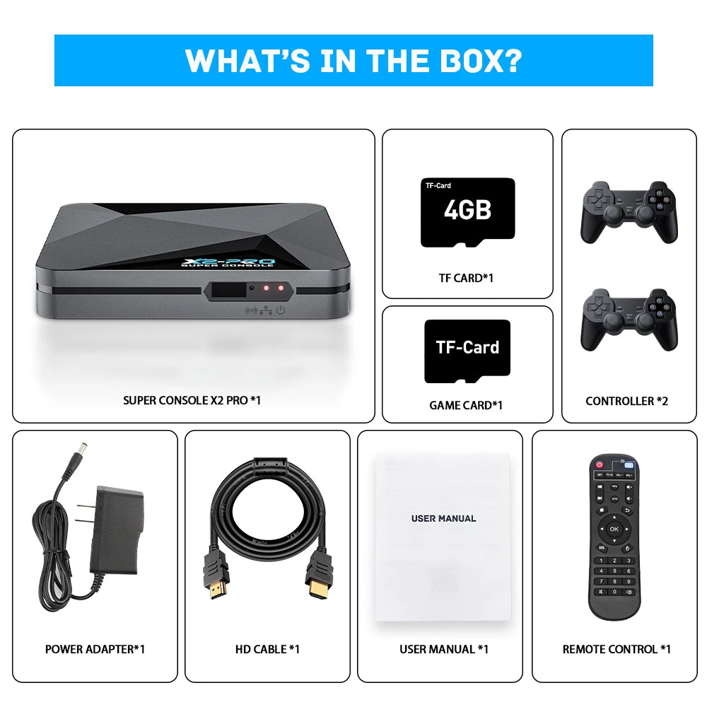 Yo Super Console X2 Pro Game Box 4K HD Output Retro Video Game Console With Android TV Box for Gaming Kids Gift
