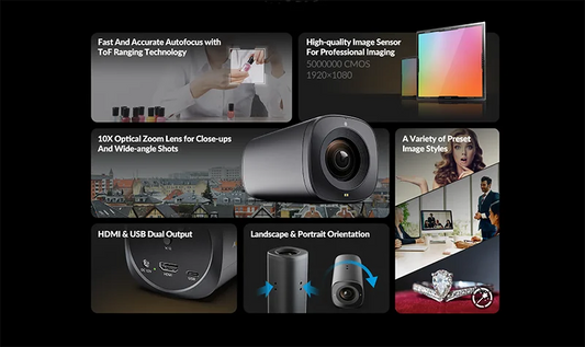 Lilliput C10 10X Optical Zoom TOF Auto Focus Video Live Streaming Camera with HDMI and USB Type-C 5M CMOS Sensor