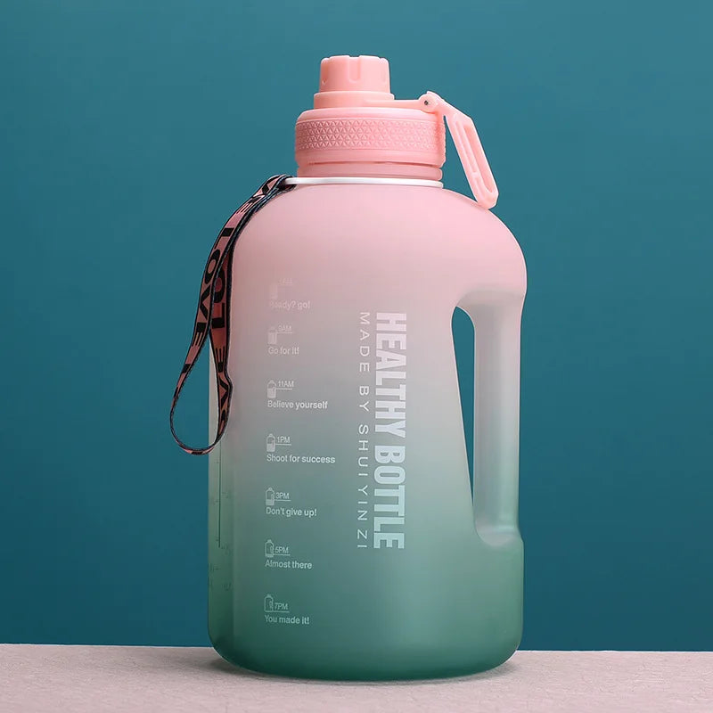 2.2L 64OZ Gallon Frosted Gym Jug Luxury Plastic BPA Free Portable Water Bottle With Motivational Time Marker