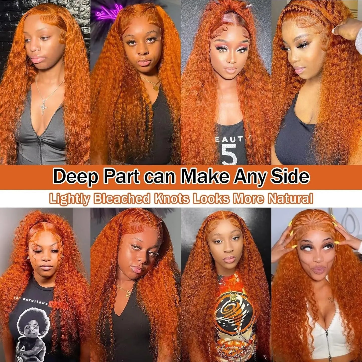 Raw Hair Deep Wave Curly 350 Orange Ginger 100% Human Hair Wig HD Glueless Lace Front Wig 13X4 Lace Frontal Wigs for Black Women