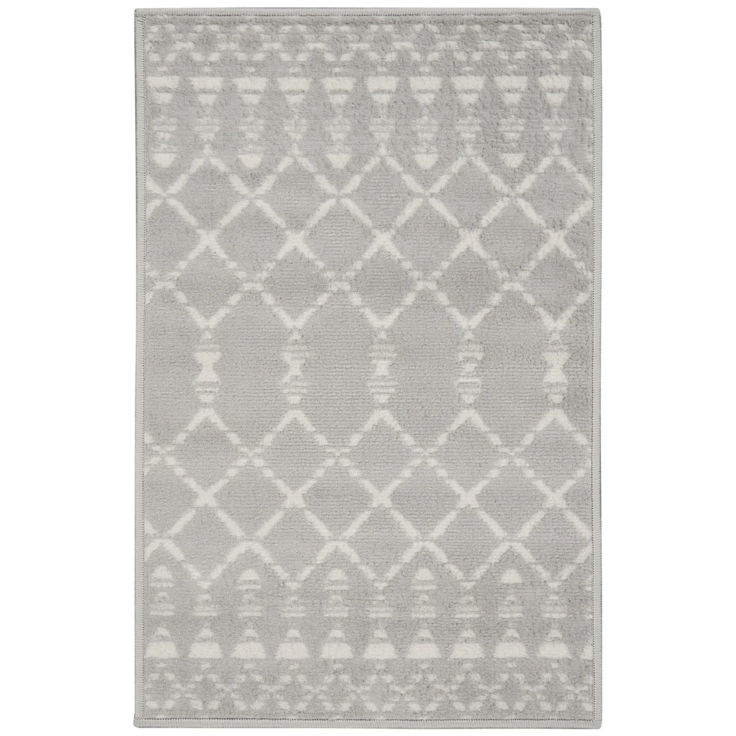 HMS Ivory and Blue Geometric Area Rug 2' X 3' Kids Floor Mats