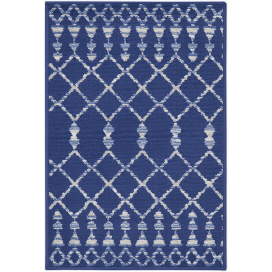 HMS Ivory and Blue Geometric Area Rug 2' X 3' Kids Floor Mats
