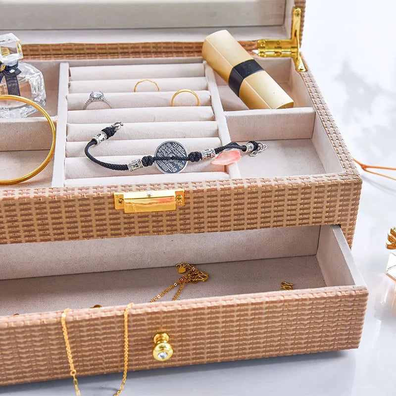 INNOVA Custom Modern Fashion Wooden Leather Necklace Jewelry Boxes for Women
