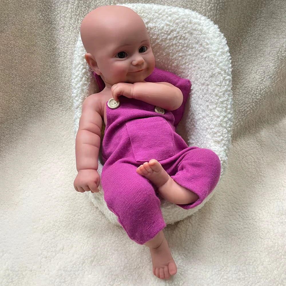Smiling Face Soft Silicone Body Reborn Baby Girl Doll 50CM 20Inch Lifelike Toddler Doll for Gift Kids Toy