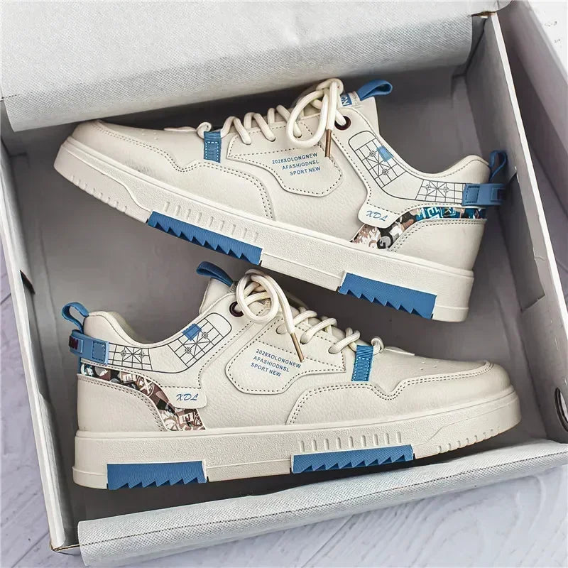 Men's Leather Skateboard Shoes Breathable Versatile Casual Sneakers