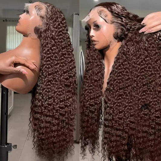 13x6 Light Brown Deep Wave Curly HD Lace Front Wig Brazilian Remy Human Hair Glueless Lace Frontal Closure Wig for Black Women