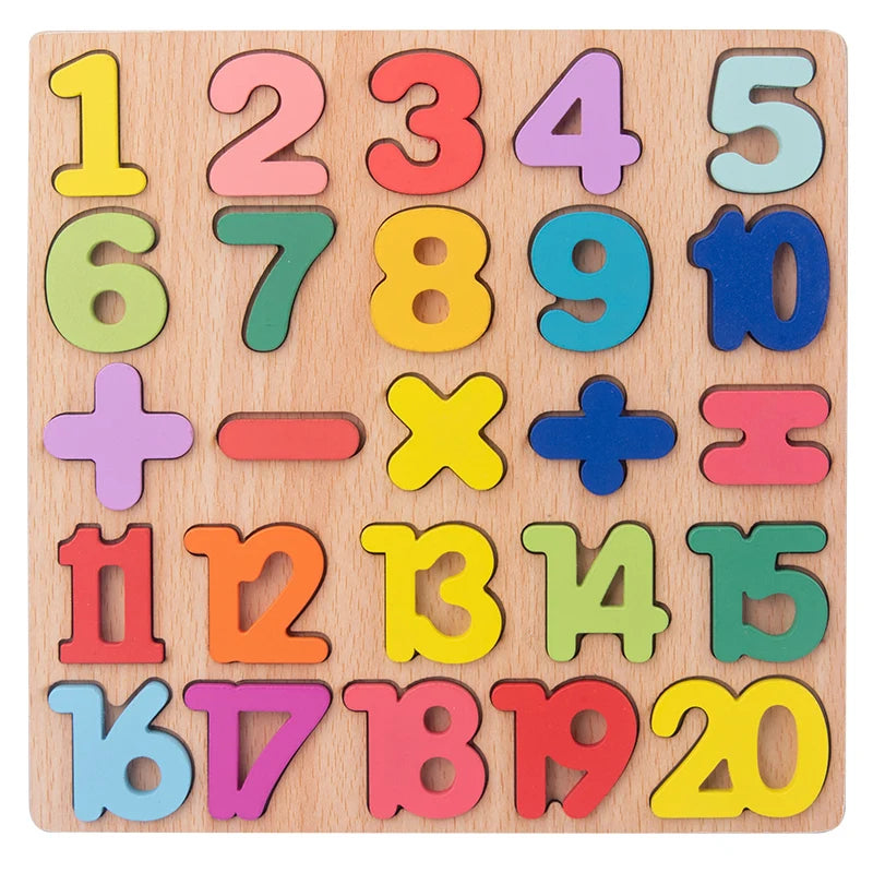 Kids Creative Alphabet Wood Puzzles ABC Letter and Number Montessori Learning Board Educational Toys for Toddlers