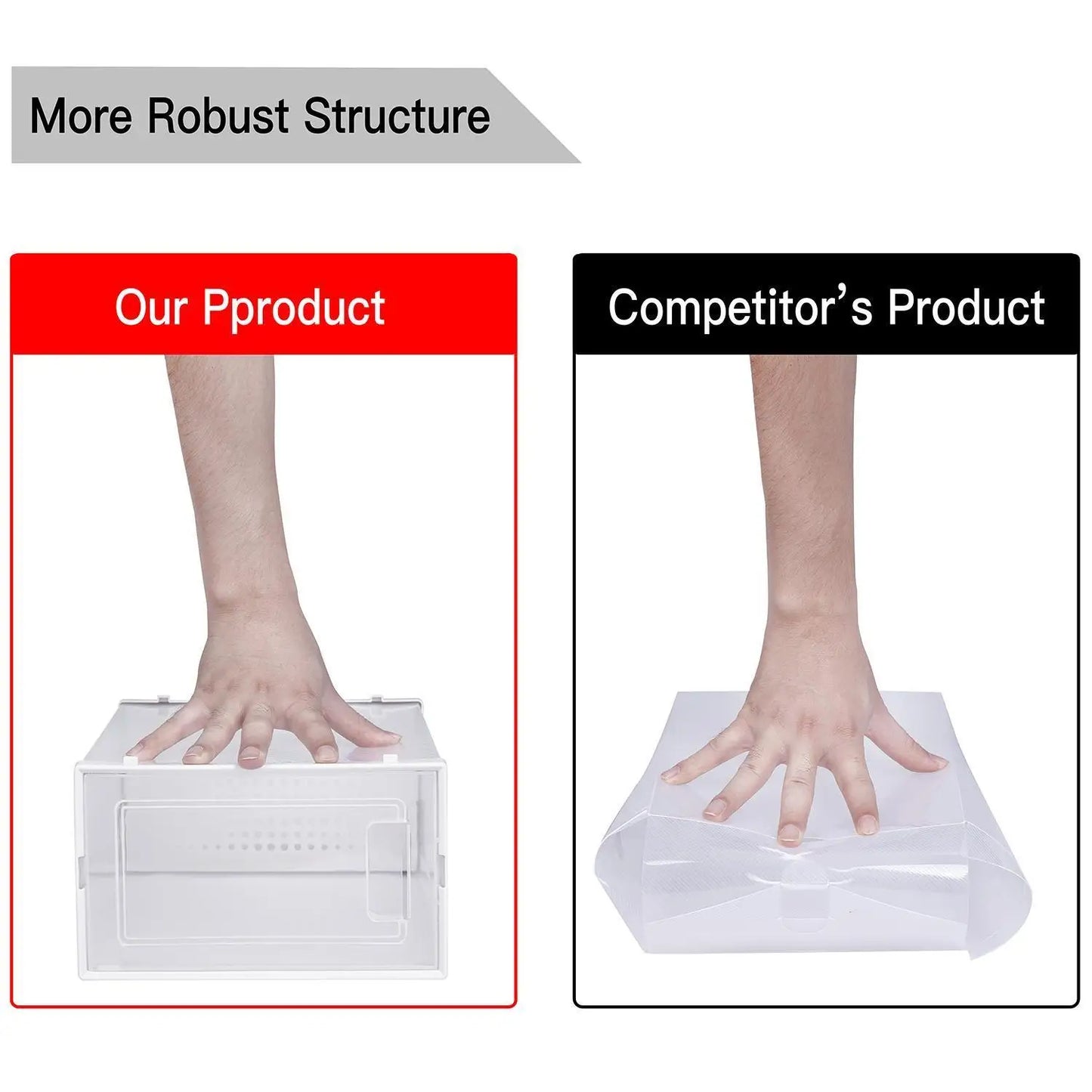 Pack of 8 Transparent and White Shoe Storage Organizers Stackable Plastic Boxes for Closet Sneakers