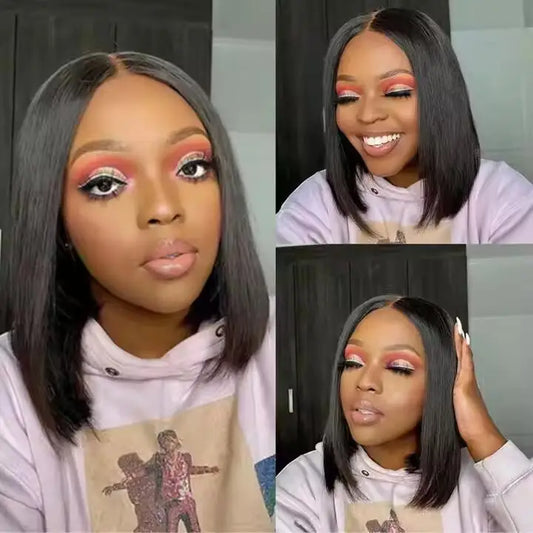 Wholesale 180% Density HD Transparent Lace Front Straight bob Wigs Raw Brazilian Virgin Short Bob Human Hair Wig for Black Women
