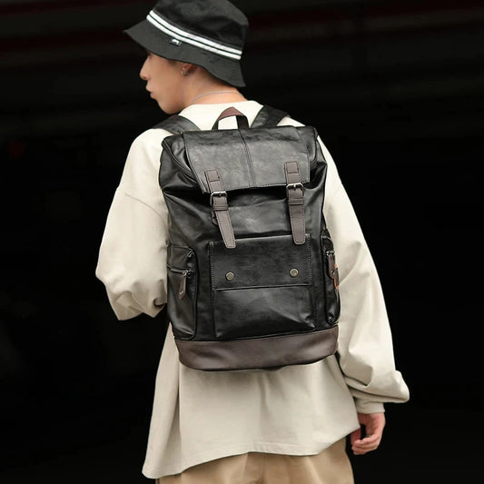 Fashion High Capacity Backpacks for Men PU Antitheft Travel Backpack Mens Laptop Bags Business Backbag Student School Bag