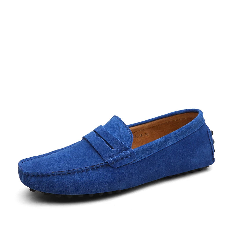 Men Casual Shoes Fashion Pea Shoes Handmade Suede Genuine Leather Loafers Moccasins Slip on Men's Flats Driving Shoes Big Size