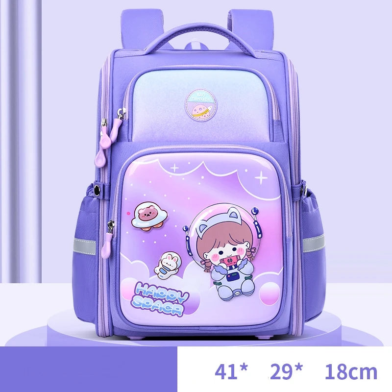New Cartoon School Bag for Students Grades 1-6 Large Capacity Waterproof Shoulder Bag Mochila Escolar