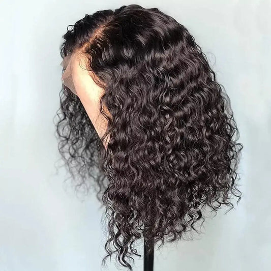 10-16 Inch Water Wave Curly Short Bob Style 13x4 4x4 Frontal Lace Hair Wig Natural Real Brazilian Human Hair Women's Wig