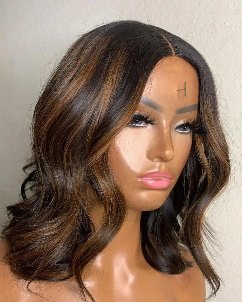 Highlight Blonde Color13X4 Lace Frontal Human Hair Wig Glueless Bob Weave Wigs Short Bob Lace Front Wig for Women