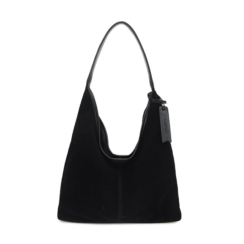 New Suede Shoulder Tote Bag, Fashionable, Simple, Lazy Style, Large Capacity Women's Handbag, Bucket Bag, Mommy Bag