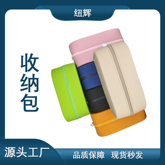 Factory Processing Travel Cosmetic Brush Bag Storage Wash Bag Logo Data Cable Travel Large Capacity Silicone Storage Bag