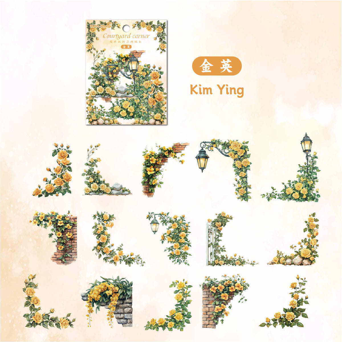 Carefully Selected Retrostory Corner Stickers Ins Style Flower Collage DIY Border Handbook Landscaping Decoration Material Stickers