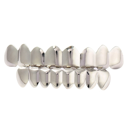 European and American Hot Selling Hiphop Hip-Hop Gold Braces Upper Teeth 8 Lower Teeth 8 Teeth Braces Cross-Border Glossy Braces