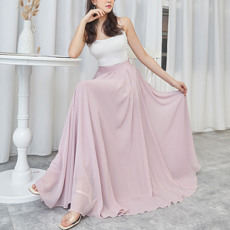 720 Degree Double Layer Large Swing Skirt Chiffon Classical Dance Ethnic Dance Skirt Dance Long Skirt Square Dance Practice Xinjiang Dance