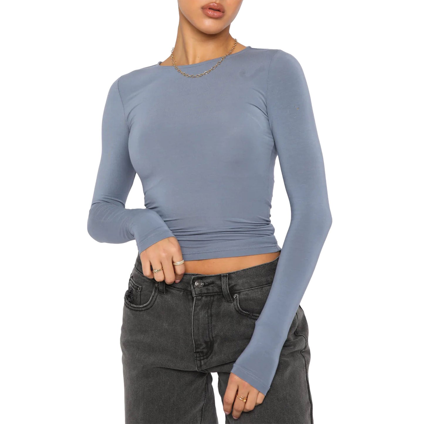 Versatile Irregular Slim Fit Bottoming Top Slim-fit Long Sleeve