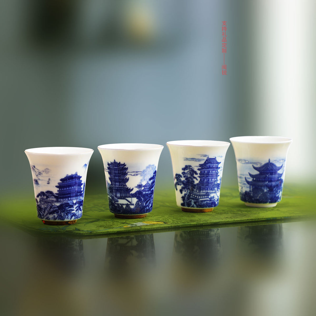 Blue and White Porcelain Master Cup, Light Luxury Fragrance Cup, Souvenir from the Four Great Towers and Scenic Tourist Attractions, Gift Tea Cup