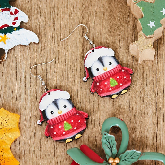 Christmas Party Cute Penguin Acrylic Earrings