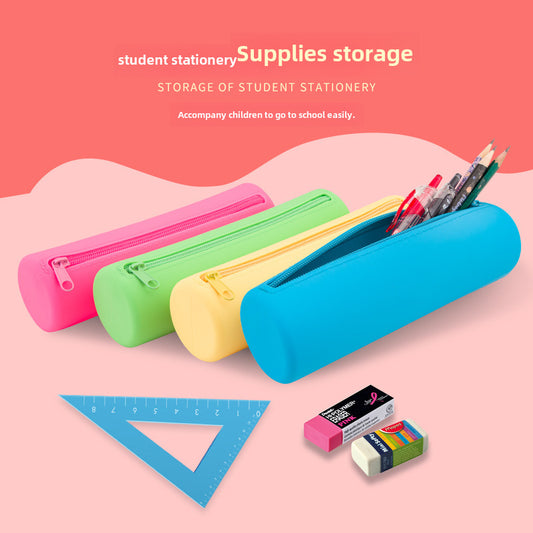 Round Silicone Bag Large Capacity Travel Multi-Purpose Toiletries Storage Bag Stationery Cosmetic Storage Box Storage