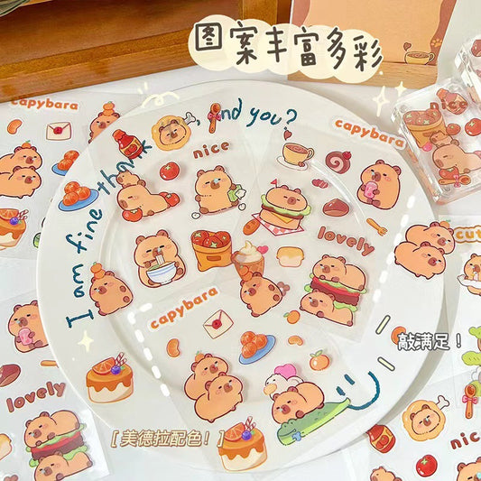 Kapibara Planner Stickers Cartoon Capybara Pet Student DIY Stickers Waterproof Water Bottle Phone Case Adhesive Laser