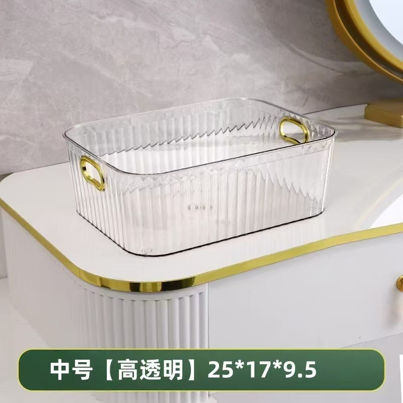Pet Light Luxury Mirror Cabinet Storage Box Desktop Cosmetics Storage Rack Cabinet Sundry Organizer Compartment Drawer Storage