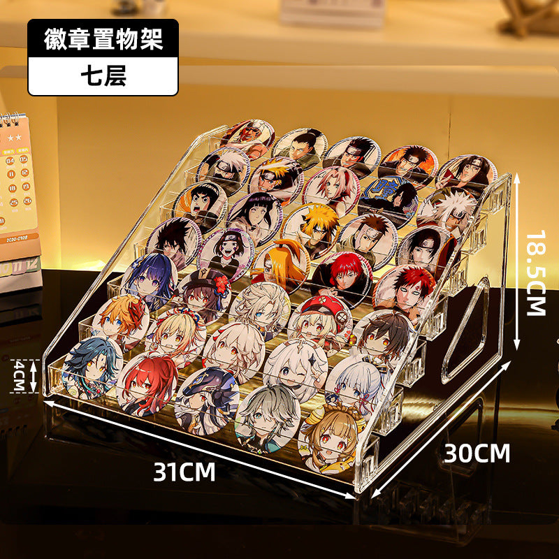 Acrylic Display Stand Transparent Desktop Millet Storage Box Ladder Shelf Peripheral Badge Desktop Storage Rack